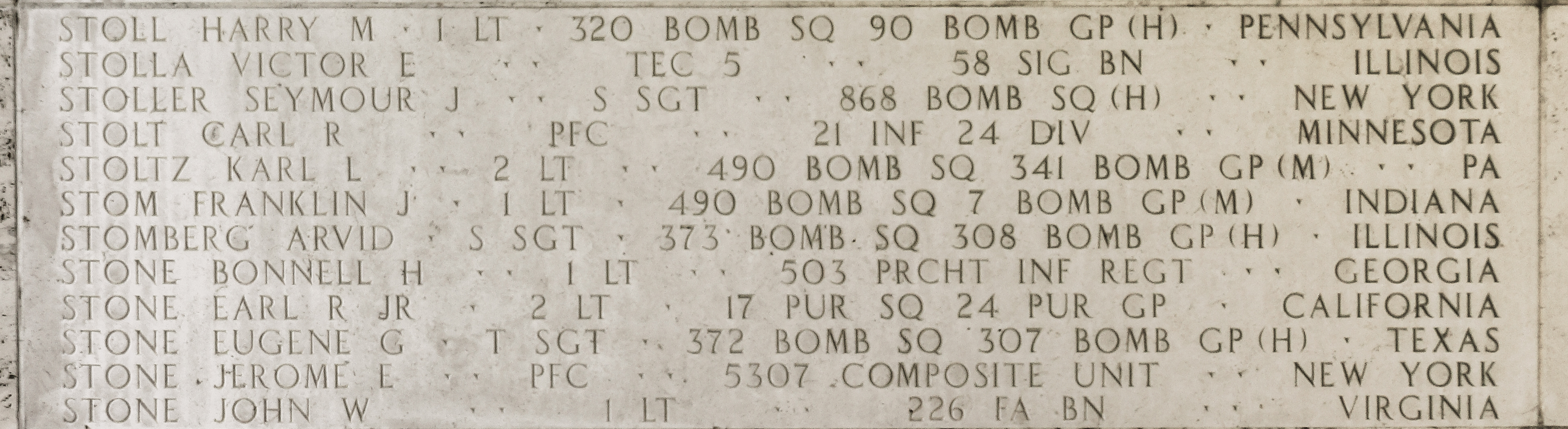 Harry M. Stoll, First Lieutenant